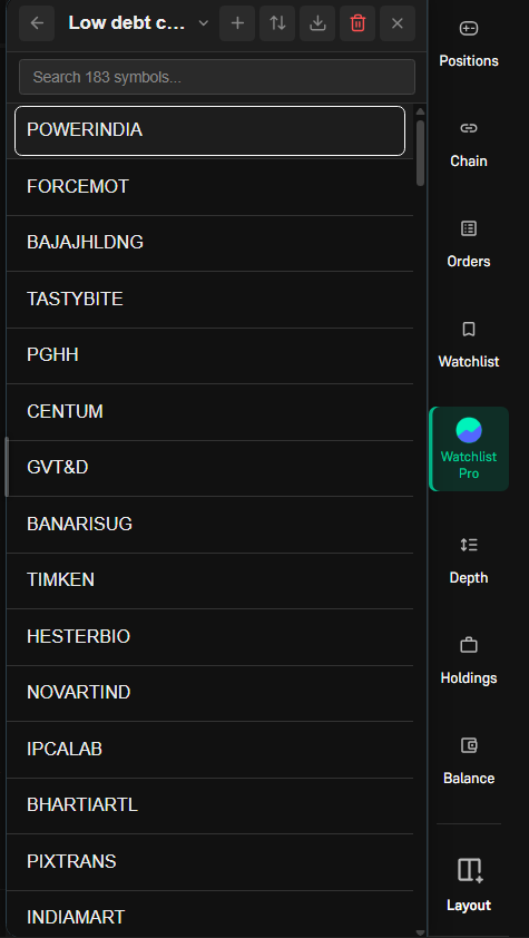 Stock list navigation
